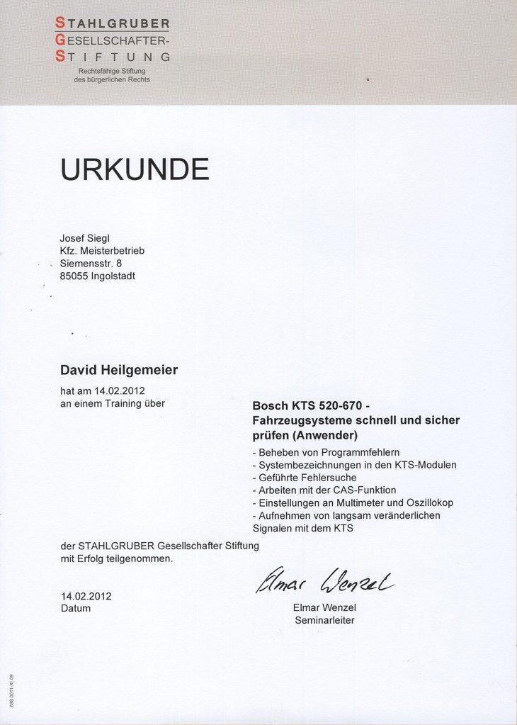 Kfz-Meisterbetrieb Josef Siegl GmbH & Co. KG
