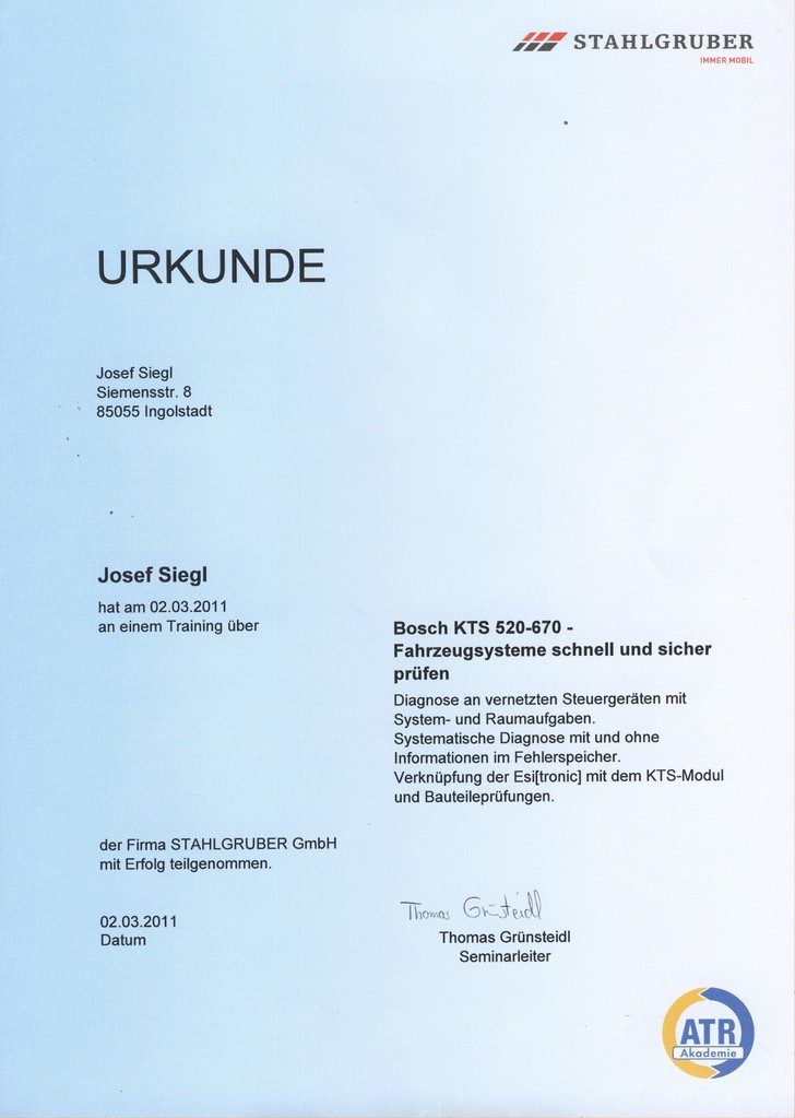 Kfz-Meisterbetrieb Josef Siegl GmbH & Co. KG
