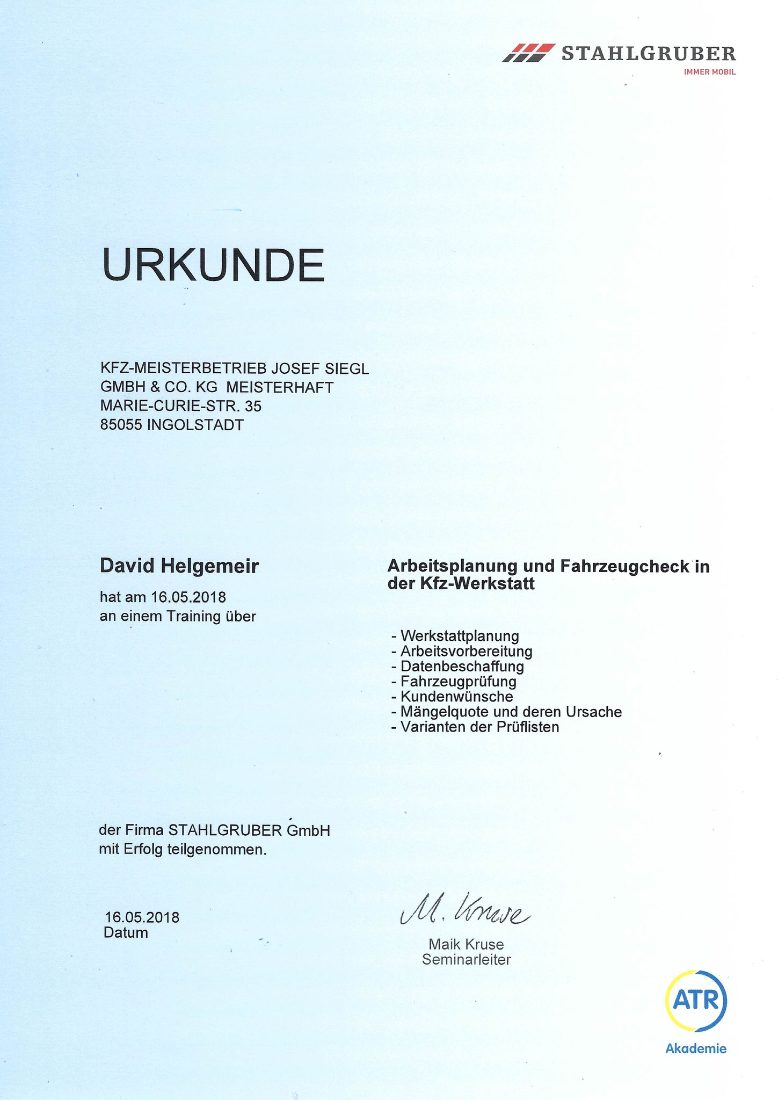 Kfz-Meisterbetrieb Josef Siegl GmbH & Co. KG