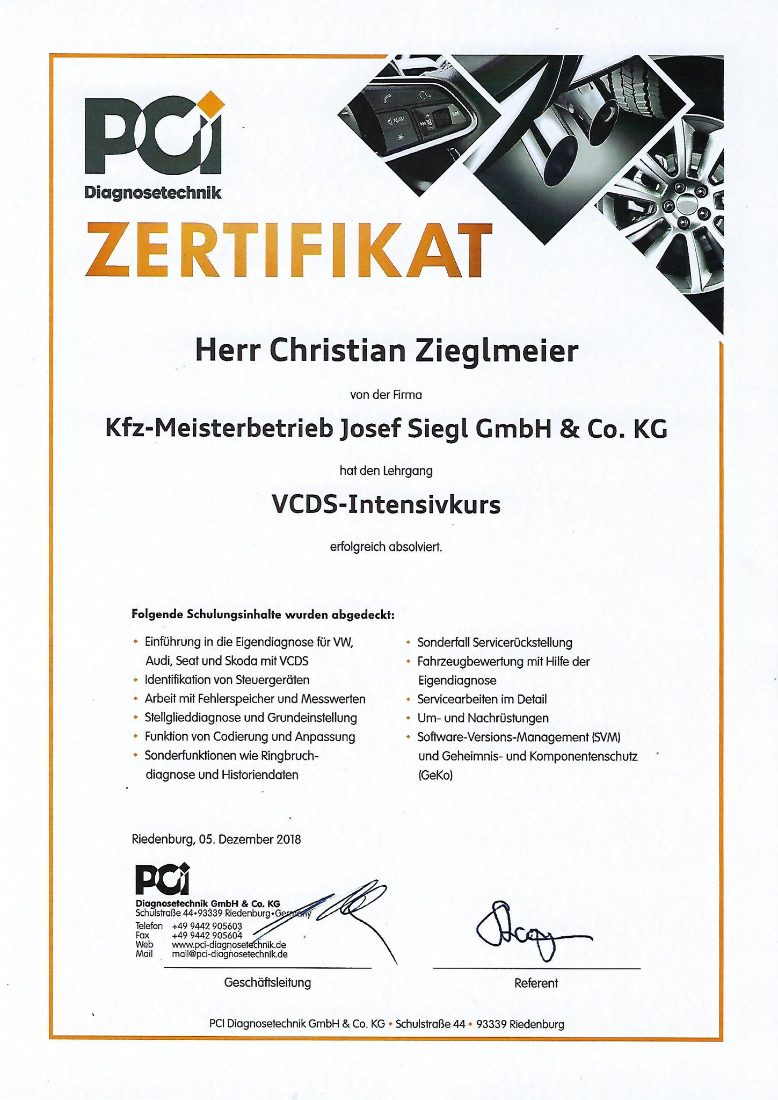 Kfz-Meisterbetrieb Josef Siegl GmbH & Co. KG